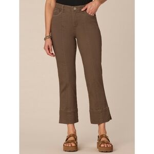 NWT Democracy "Ab"solution Brown High Rise Kick Flare Pant w Side Slit Size 12
